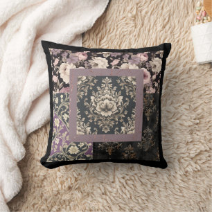 Purple multi pattern black trending colour throw pillow