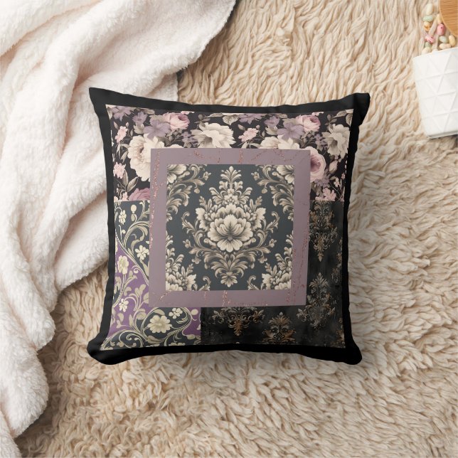 Purple multi pattern black trending colour throw pillow (Blanket)