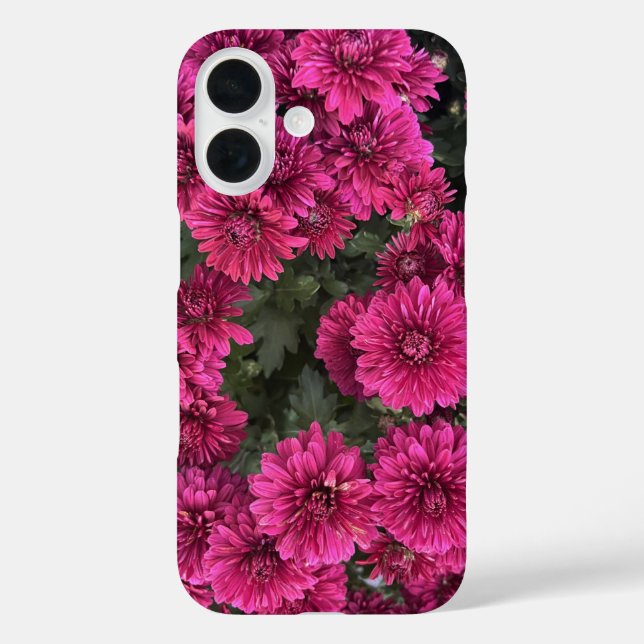 Purple Mums iPhone 16 Case (Back)