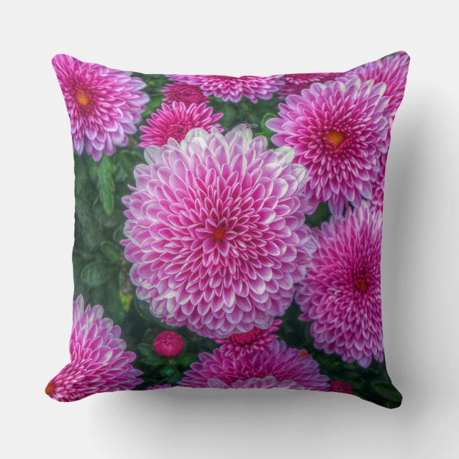 Purple Mums Throw Pillow (Front)