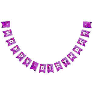 Purple Mushroom Fairy Birthday Bunting Flags