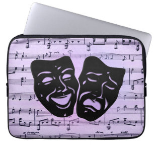 Purple Music and Theater Masks Laptop Sleeve