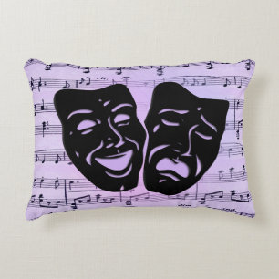 Purple Music and Theatre Masks Accent Pillow