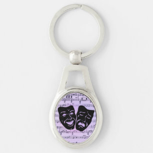 Purple Music and Theatre Masks Keychain