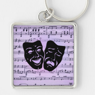 Purple Music and Theatre Masks Keychain