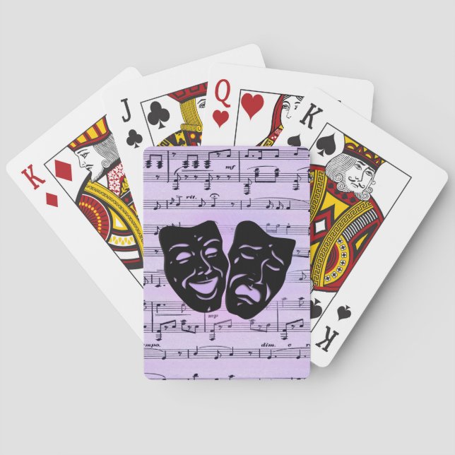 Purple Music and Theatre Masks Playing Cards (Back)