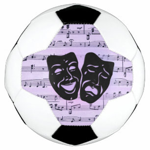 Purple Music and Theatre Masks Soccer Ball