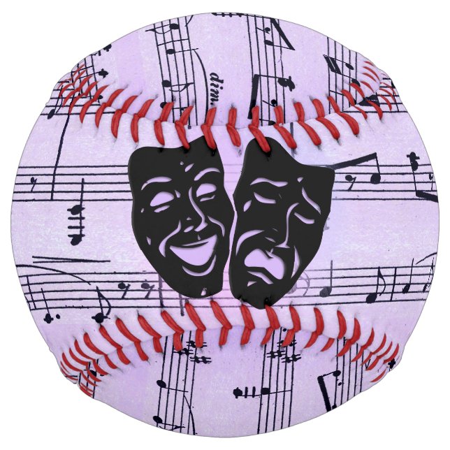 Purple Music and Theatre Masks Softball (Front)