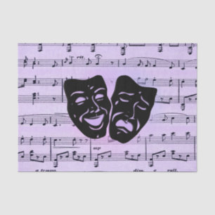 Purple Music and Theatre Masks Tissue Paper