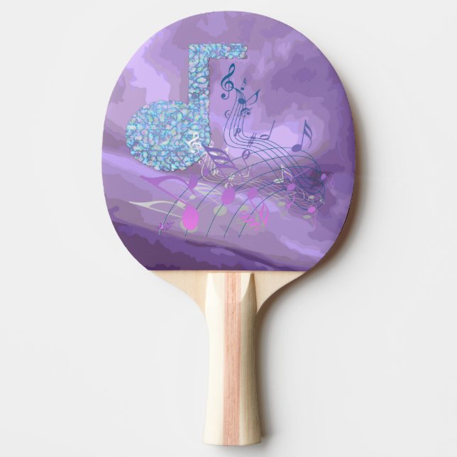 Purple Music Notes Abstract Pink Pong Paddle (Front)