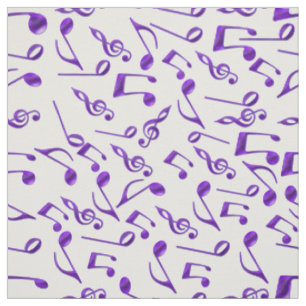 Purple Music Notes and Clefs on Any Colour Fabric