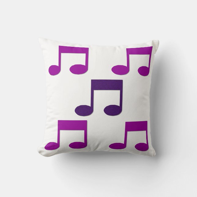 Purple Music Notes Theme Pillow Cushion (Front)
