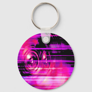 Purple music speakers keychain