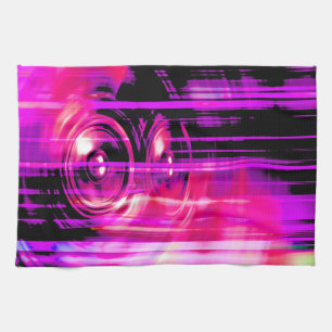 Purple music speakers kitchen towel