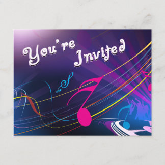 Purple Musical Notes Birthday Celebration Invitation