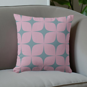 Purple & Muted Blue Mid Century Modern Vintage  Throw Pillow