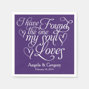 Purple My Soul Loves Heart Personalized Wedding Napkin