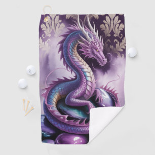 Purple Mystic Dragon Gothic Golf Towel