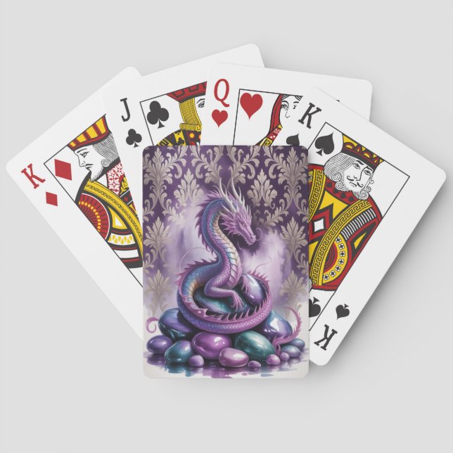 Purple Mystic Dragon Gothic Playing Cards (Back)