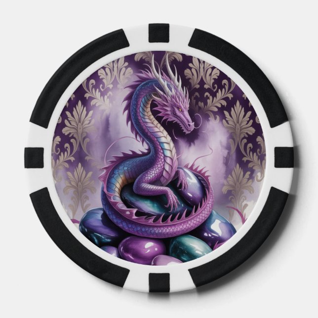 Purple Mystic Dragon Gothic Poker Chips (Front)