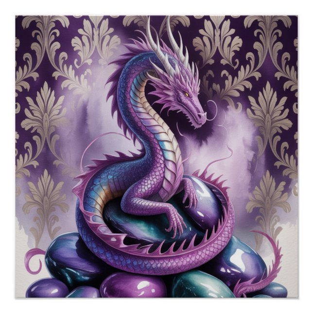 Purple Mystic Dragon Gothic Poster (Front)