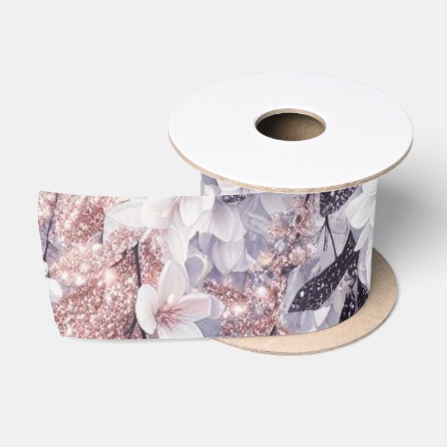 Purple Mystical Wisteria Drift Satin Ribbon (Spool)
