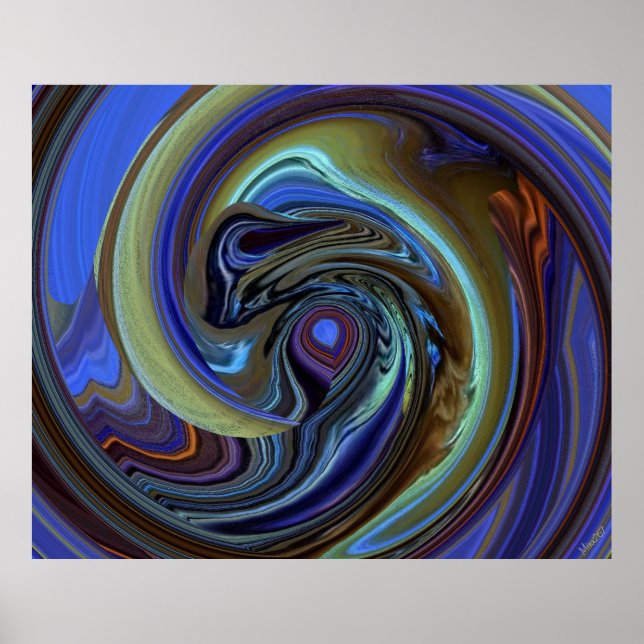 Purple N Gold Feather Abstract Poster (Front)