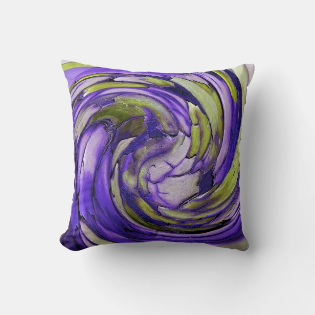 Purple N Lime Abstract Art Throw Pillow (Front)
