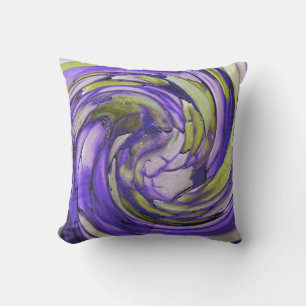 Purple N Lime Art Abstrait Coussin extérieur
