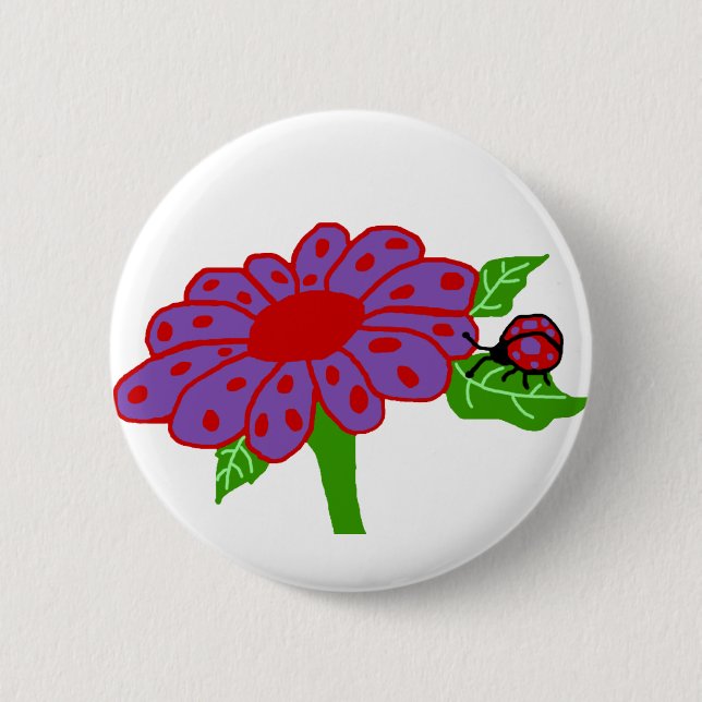 Purple n red ladybug with flower button (Front)