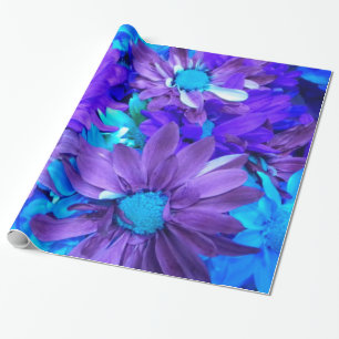 Purple N Turquoise Daisy Bouquet Wrapping Paper