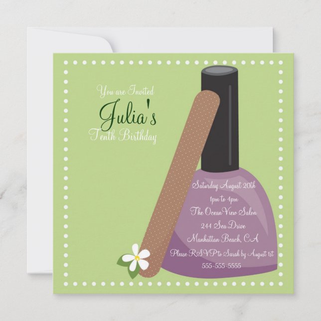 Purple Nail Polish Birthday Invite (Front)