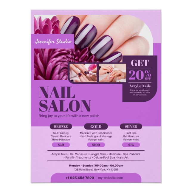 Purple Nail Salon, Makeup Artist - Glossy Poster (Front)