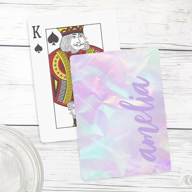Purple name holographic pastel rainbow colours playing cards (Purple name holographic pastel rainbow colors playing cards)