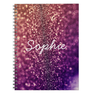 Purple named SOPHIE crystal glitter notebook
