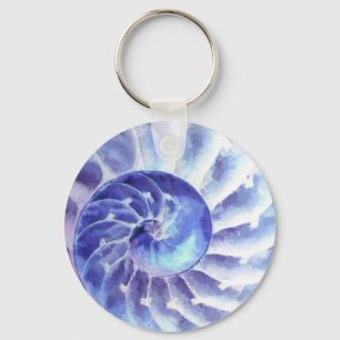 Purple Nautilus Art Keychain