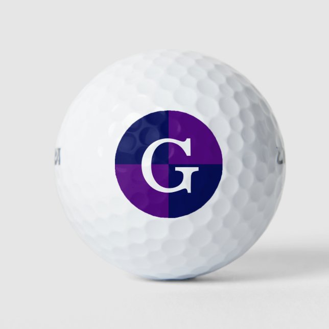 Purple Navy Blue LG Chequered Monogram Golf Balls (Front)