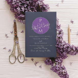 Purple Navy Blue Wedding Invitation