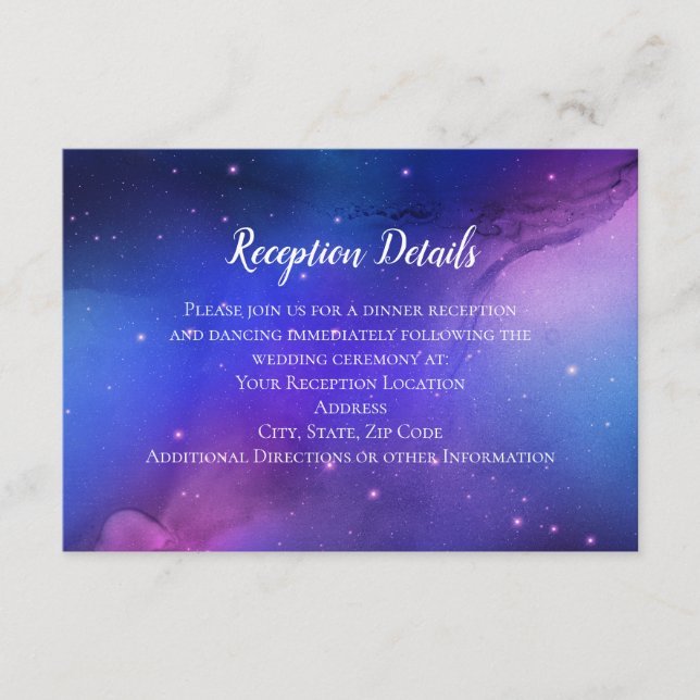 Purple Nebula Celestial Art Outer Space Wedding Enclosure Card (Front)