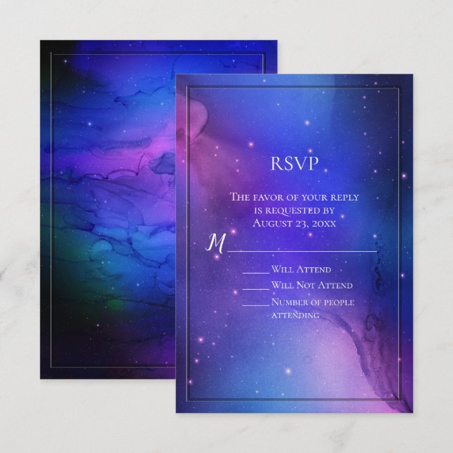 Purple Nebula Celestial Art Outer Space Wedding Invitation (Front/Back)