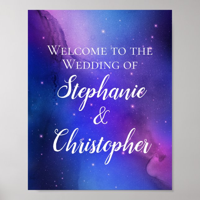 Purple Nebula Celestial Art Outer Space Wedding Poster (Front)
