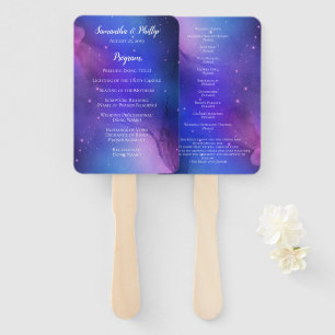 Purple Nebula Celestial Art Outer Space Wedding Pr Hand Fan