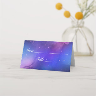 Purple Nebula Celestial Art Wedding Table Place Place Card