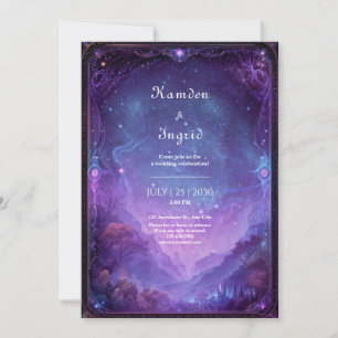 Purple Nebula Celestial Galaxy Vista Wedding Invitation