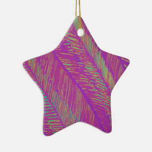 Purple Neon Palms Ceramic Ornament