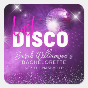 Purple Neon Pink Last Disco Bachelorette Party Square Sticker