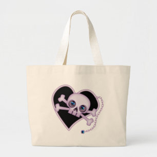 Purple Neon Skull Large Tote Bag