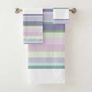 Purple, Neptune, sea green, and Lavender stripes Bath Towel Set