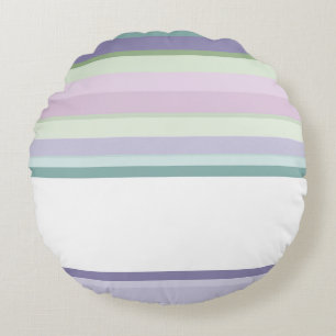 Purple, Neptune, sea green, and Lavender stripes Round Pillow