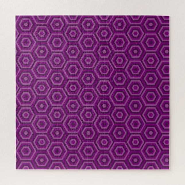 Purple Nested Hexagons Jigsaw Puzzle (Vertical)